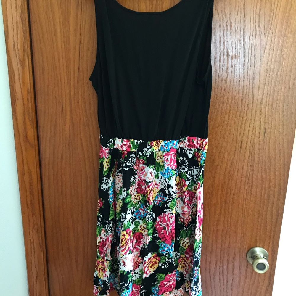 Plus size sleeveless color block dress.